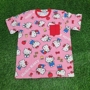 Hello-Kitty AOP Shirt Womens XL 21x28 Pink Sanrio Kawaii